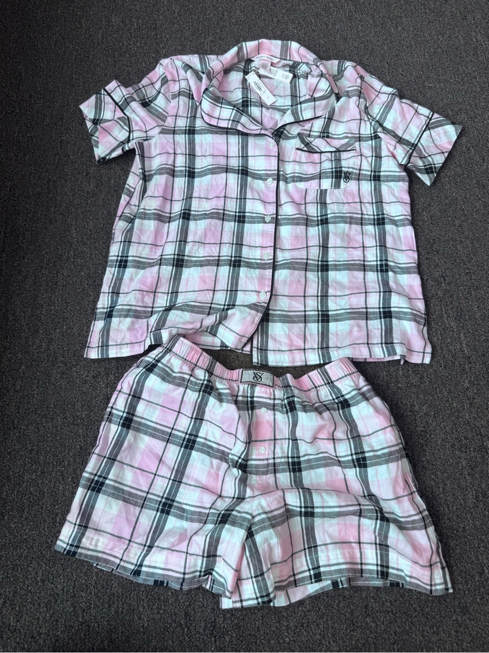 Victoria's Secret Pink and White Plaid Short Pajama Set